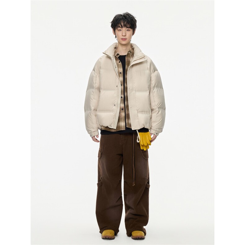 2025冬季新款潮牌男立领压胶宽松百搭保暖羽绒服外套,男装羽绒服,电商A234