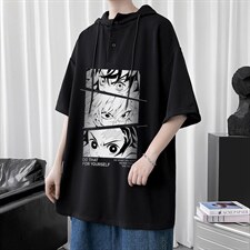 LD54176-P45连帽短袖t恤男大码胖子带帽五分袖中袖，男装T恤，电商A040