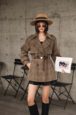 新款时尚毛呢加格子外套，其它，茗格拉