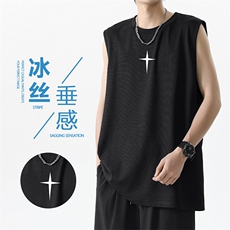 亲肤柔顺休闲背心凉爽冰丝健身运动风无袖T恤TT386-特批3459，男装T恤，星座718