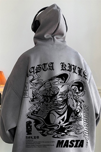 麂皮绒连帽卫衣 直播品质重磅400克武圣印花JL7039-P45控78图片