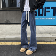 2026春季牛仔裤男斜切微喇美式高街vibe弯刀裤子-A2289TP35，男装牛仔裤，电商B241