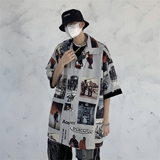 【】A003-HC2085-P40夏装新款短袖衬衫控价59元高街，男装衬衫，电商A003