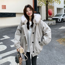 新款！赵露思同款真狐狸毛派克服工装外套2C133-6005-P275-K398，女装派克服，2C133