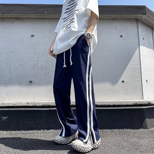 春秋条纹垂感直筒卫裤男宽松潮牌复古运动裤夏季男生休闲长裤潮图片