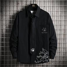 LC42107-P45痞帅领带长袖衬衫男士大码dk制服男jk衬衣男网格挂拍，男装衬衫，电商A040A