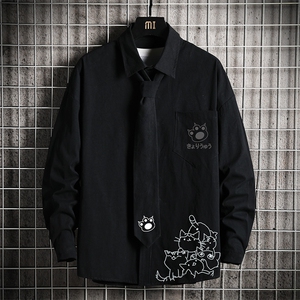 LC42107-P45痞帅领带长袖衬衫男士大码dk制服男jk衬衣男 网格挂拍图片