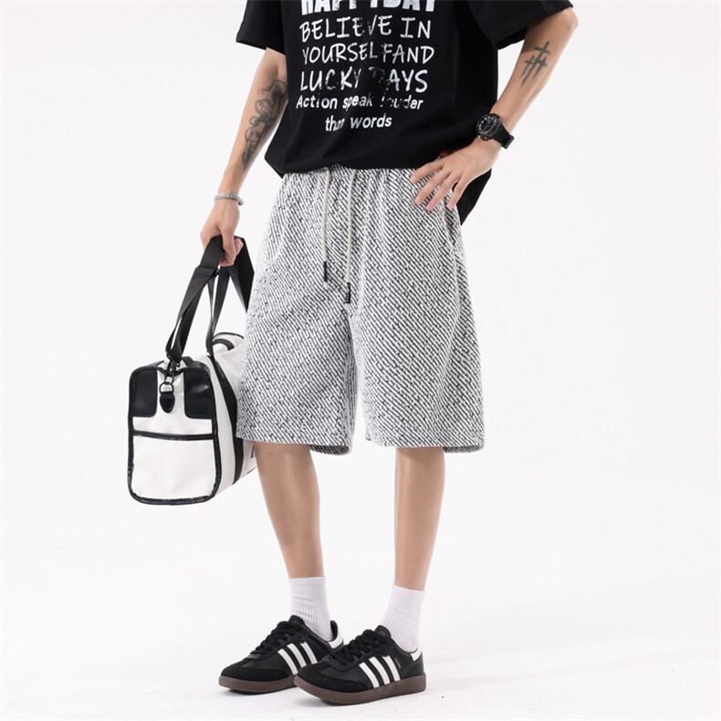 上新青少年运动裤短裤纹理感休闲五分裤男DK808TP2548大码28,男装牛仔裤,星座301B-2（原A443-1）