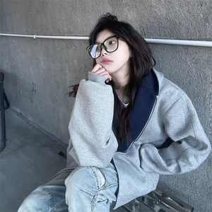 抖音得物高品质二开 26春装美式重磅宽松结构双面连帽卫衣外套W68图片
