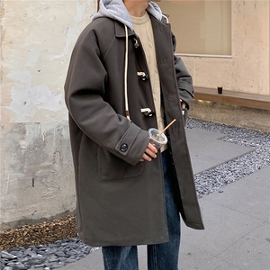 1港风牛角扣加棉呢大衣可拆卸帽大码M-5XL外套男FY8716P138控188图片