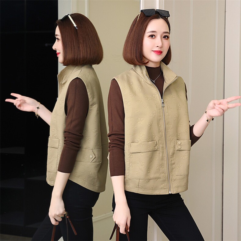 中年妈妈装短款马甲女2025春秋韩版休闲百搭纯棉坎肩外穿背心马夹图片