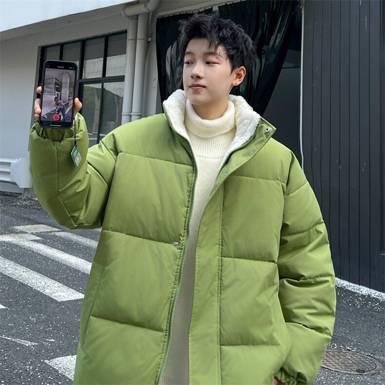 ！2023冬季男士羊羔毛加厚保暖棉衣立领纯色棉服MY100特P65,男装棉衣,电商B220