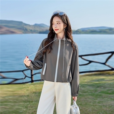2026夏季新款女撞色防晒衣轻薄外套上衣，女装防晒衣，可可小西
