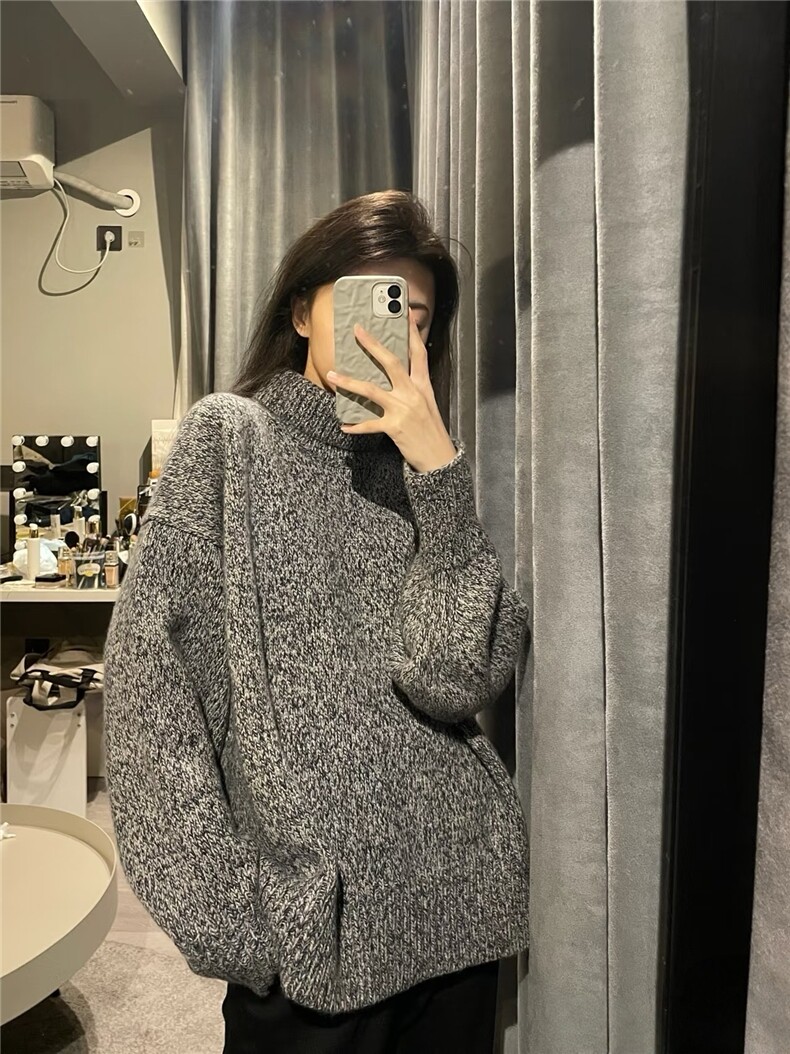 2025年秋季直筒型通勤套头单件长袖花纱高领,女装羊毛衫,圣旺供货