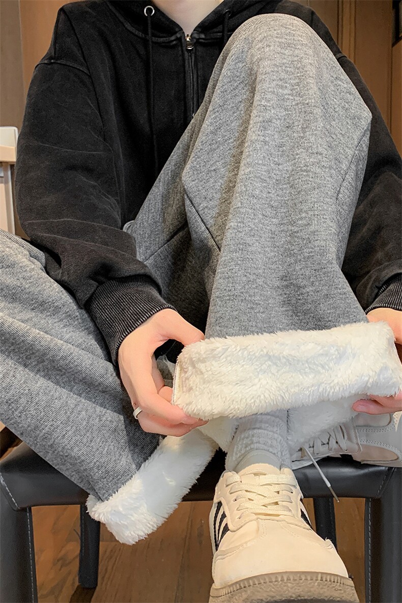 8XL-M特大码工装加绒裤男纯色宽松裤卫裤休闲基础款K995P65,男装休闲裤,电商D206-1
