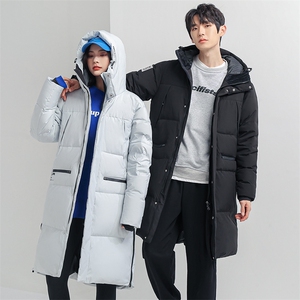 情侣款羽绒服男中长款连帽过膝加厚派克服2025冬装3505P220图片