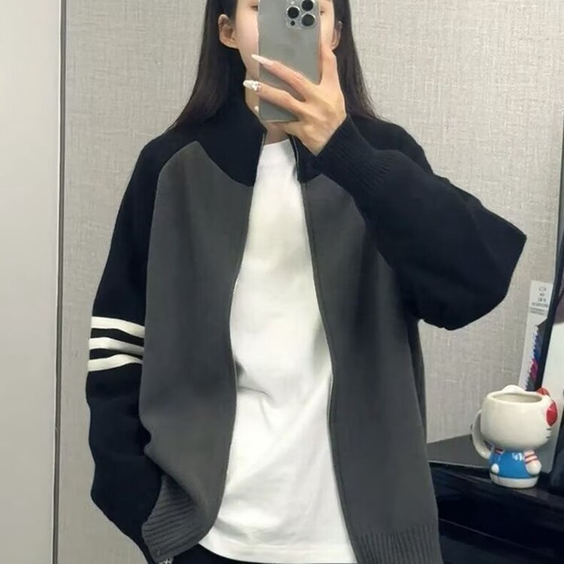 开衫毛衣男春秋季2025潮牌立领撞色针织外套男生休闲毛线衣服冬装,男装针织衫/毛衣,星座218-8