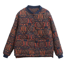 时尚宽松花色棉服冬季保暖显瘦外套，女装棉衣/棉服，独衣靓