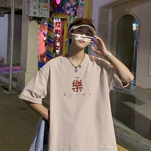 国潮短袖T恤男士夏季港风新款体恤衫ins潮牌大码宽松胖子衣服半袖，男装T恤，星座414-3