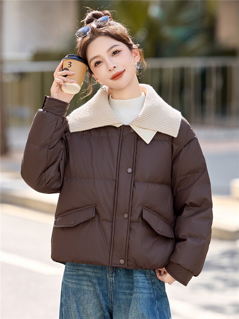 现货2025年冬季新款韩版休闲羽绒服针织拼接保暖羽绒服,女装羽绒服,悦祺