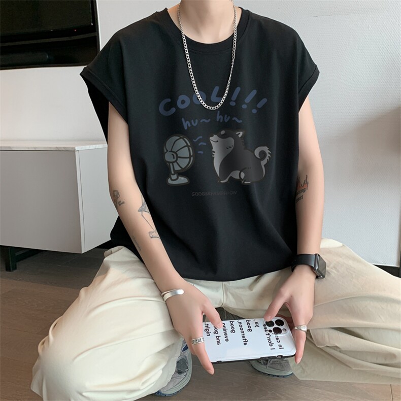夏季新款内景日系宽松运动无袖T恤男潮牌百搭坎肩背心BX9690/P25,男装背心/马甲,电商B316