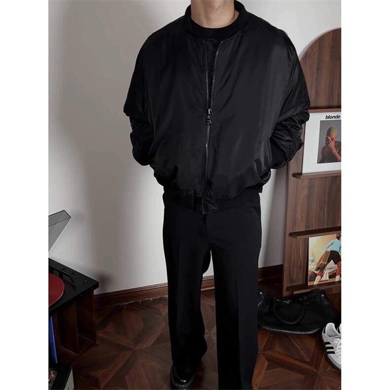 网图有货秋冬廓形Bomber复古MA1飞行夹克翻领宽松棉服男A126-P78,男装夹克,星座1505