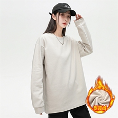 新款加绒加厚纯色潮流韩版宽松圆领休闲卫衣EY-3658JR-P50，男装卫衣，电商B306