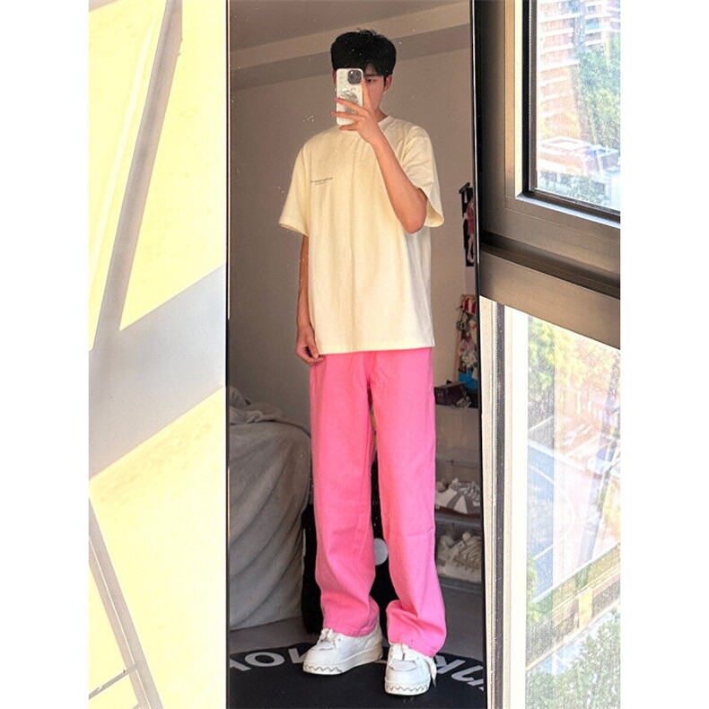 25年春季水洗高街vibe直筒宽松阔腿五色牛仔裤NZ2310-P55控78,男装休闲裤,星座1002-1