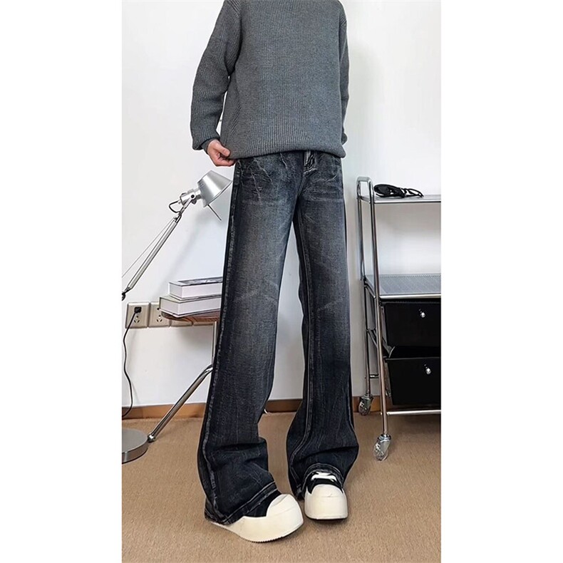 春季美式ins高街hiphop重工艺水洗直筒牛仔裤货号K2593P55,男装牛仔裤,电商A063
