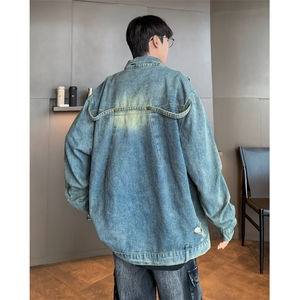 美式复古牛仔外套男潮流高街小众痞帅机车夹克男情侣潮春秋休闲图片