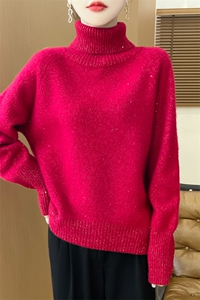 通勤简约堆堆领长袖针织衫女秋冬高领配大衣内搭打底衫保暖毛衣新图片