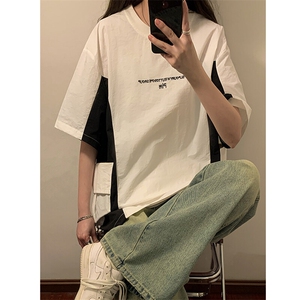 夏季新款男女同款短袖圆领拼色短袖XZ102B-1-T2553P40图片