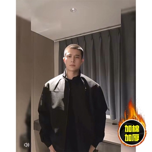 现货秋冬季美拉德立领飞行立领夹克boxy廓形棉衣高街加厚加棉外套图片