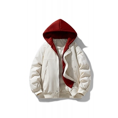 !潮流冬季连帽拉链加绒加厚棉衣情侣撞色棉服外套MY5567-P78，男装棉衣，星座610B-1