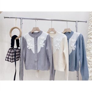 现货高级感拼水貂绣花开衫,其它,CHERRY·印