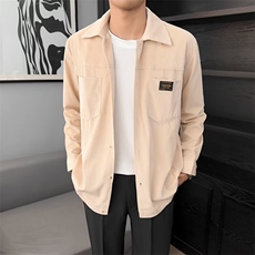 港风灯芯绒加厚长袖衬衫男春秋季新款大码衬衣外套潮牌上衣服Y43，男装衬衫，星座1116A-2（原606A-1）