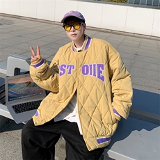 菱格棒球服衣男冬季加厚服晋江羽绒袄情侣款外套-MF908，男装棉衣，星座601-2