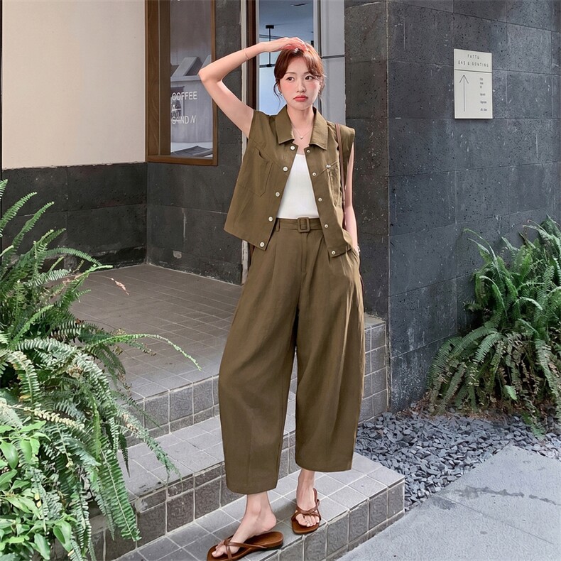 2026年夏季宽松型两件套时尚潮流轻薄,女装套装/套裙,秀美人生