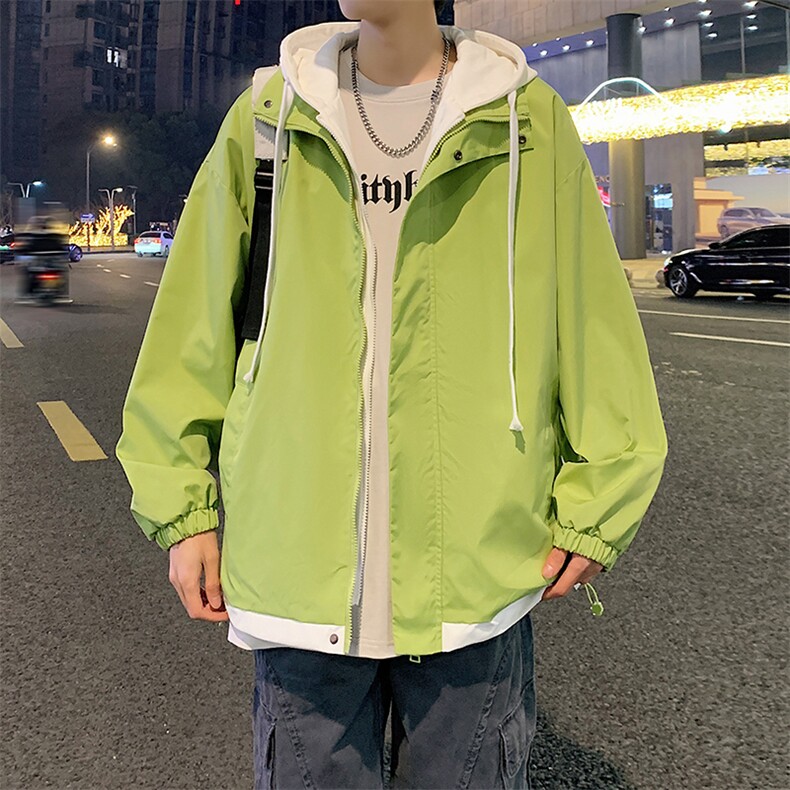 秋季假两件夹克男潮流时尚休闲外套拼接上衣JK062-P65,男装夹克,星座210-1
