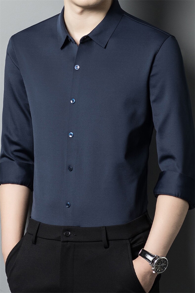 CA802215钱塘2020-2冬季厚款加绒商务休闲中年男士百搭衬衣P82,男装衬衫,钱塘207-2