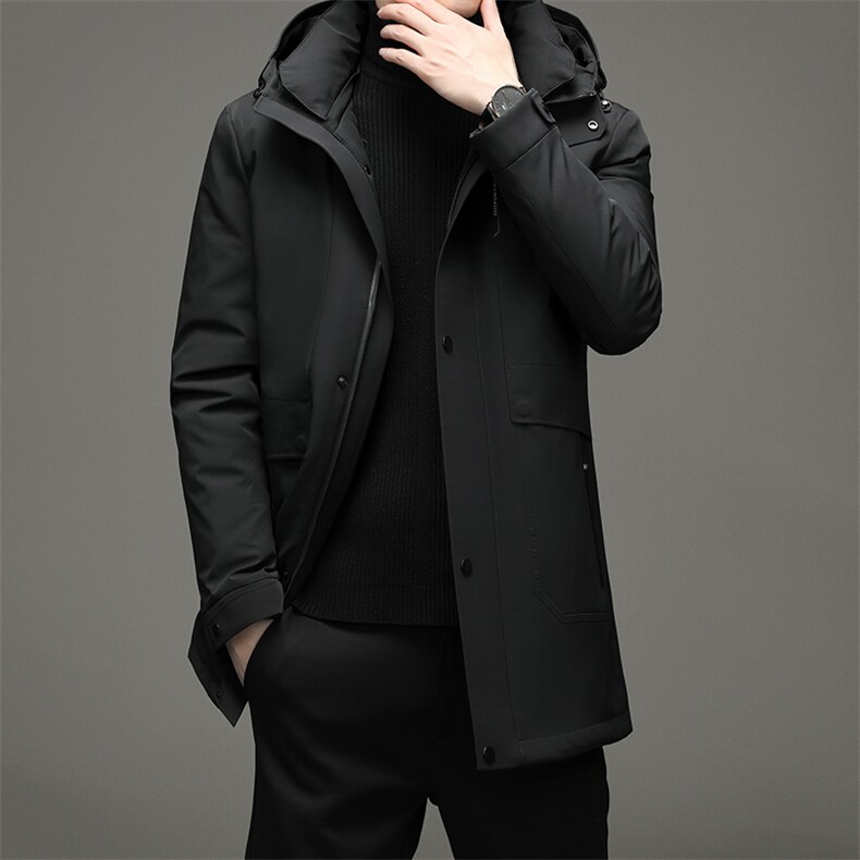 2021中长款羽绒服男白鹅绒厚款潮牌休闲新款男士外套ZG2909-P400，男装羽绒服，电商B212（原钱塘6029）