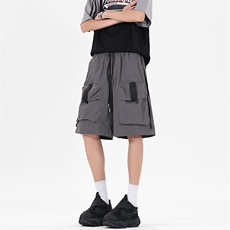 夏季2025新款冰丝侧边拉链大口五分裤袋速干宽松短裤K1279P45控78，男装牛仔裤，星座906-1（原电商a316-2）