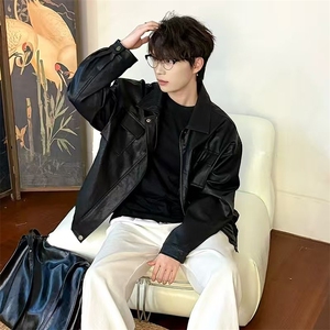 25秋冬新款~翻领皮衣男皮夹克短款外套716A-PY035-P118