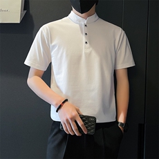 轻熟社会小伙店主风白色polo衫短袖t恤男A210-A318-p58孔78，男装T恤，星座210-3