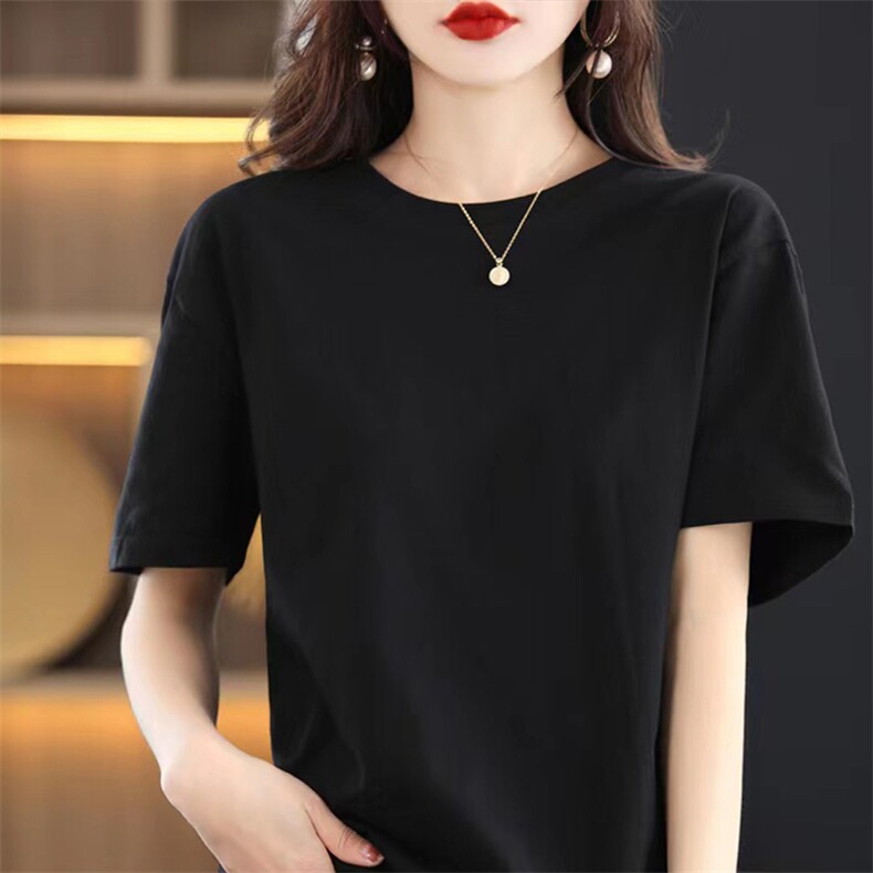 丝光纯棉短袖t恤女夏装2025年新款潮牌潮流上衣服,女装T恤,赛冬羊绒