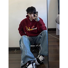 抖音得物高品质印花连帽卫衣秋冬装美式宽松连帽纯色卫衣ADL116，男装卫衣，电商A443