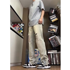 潮流牛仔长裤文艺慵懒日系简约ins百搭原宿气质新款RK3108-P45，男装牛仔裤，星座412-3