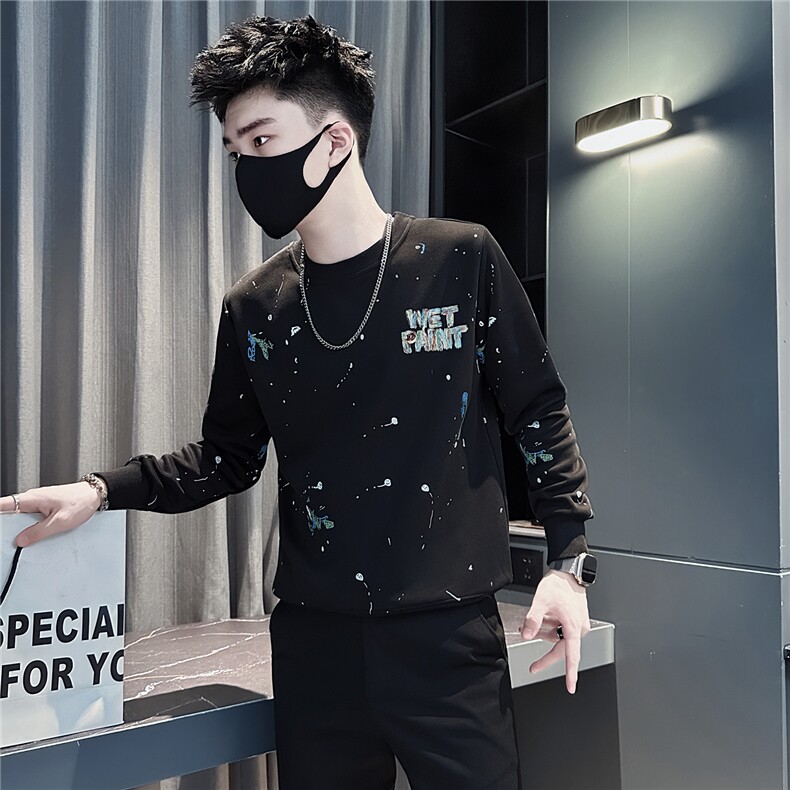 个性涂鸦印花圆领卫衣男社会小伙店主风301C-WY62P58控88,男装卫衣,星座301C（原B323）