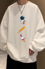 华夫格卫衣圆领卫衣男大码长袖t恤男外套HW76165-P30加绒款-P40，男装卫衣，电商A040