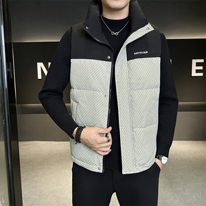 新款男士拼色羽绒服马甲白鸭绒标90绒309B-3-9856-P108图片